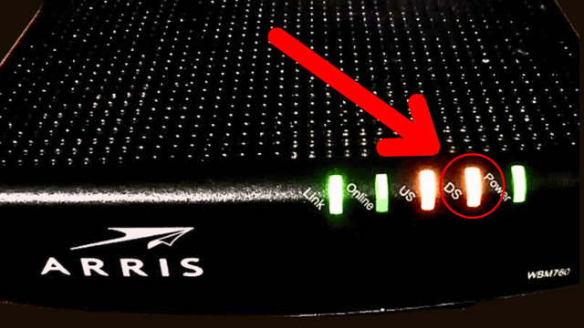 What does orange light on arris modem mean